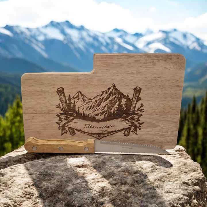 Jausenbrett für Gipfelstürmer (mit Messer)