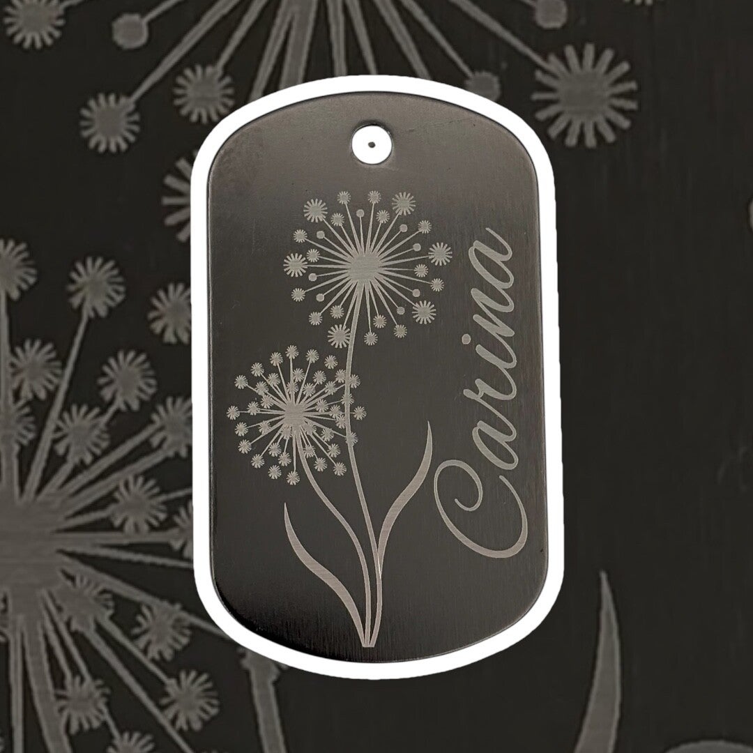 Personalisierter Metallschlüsselanhänger mit Pusteblume & Wunschname