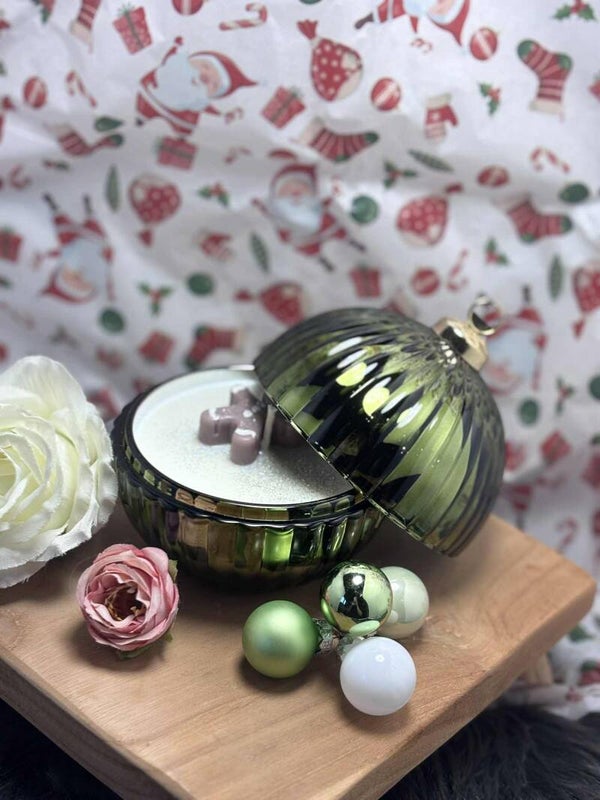 Geurkaars - Kerstbal Green L