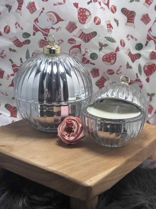 Geurkaars - Kerstbal S - Silver