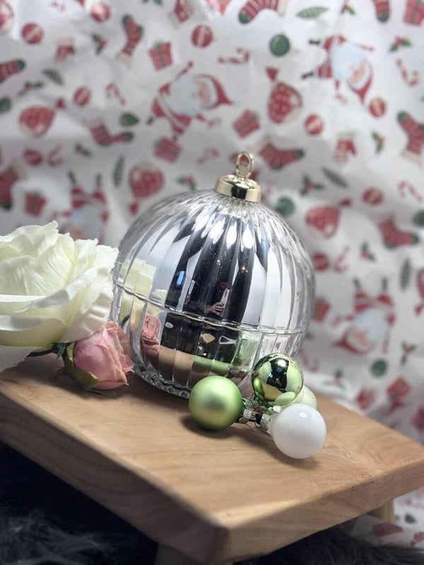 Geurkaars - Kerstbal Silver L