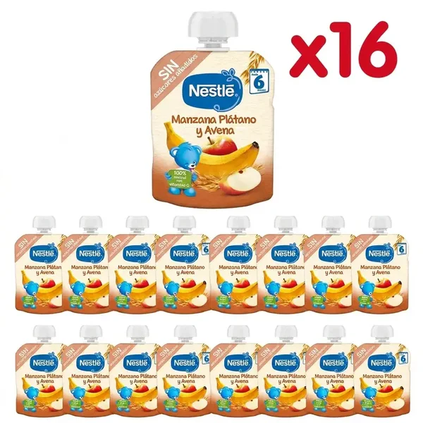 Pack : Nestlé Pomme Banane et Avoine 16 x 90 g (Total 1,44 kg) (Pér : 31/01/2027)