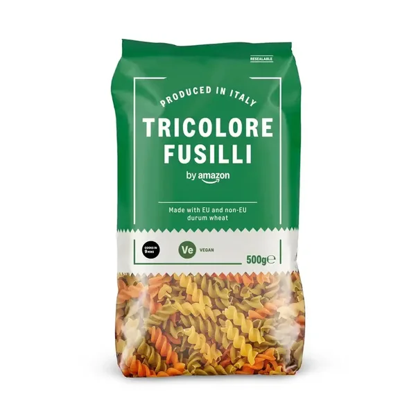 by Amazon Fusilli Tricolores 500g de semoule de blé dur (Pér: 21/05/2028)