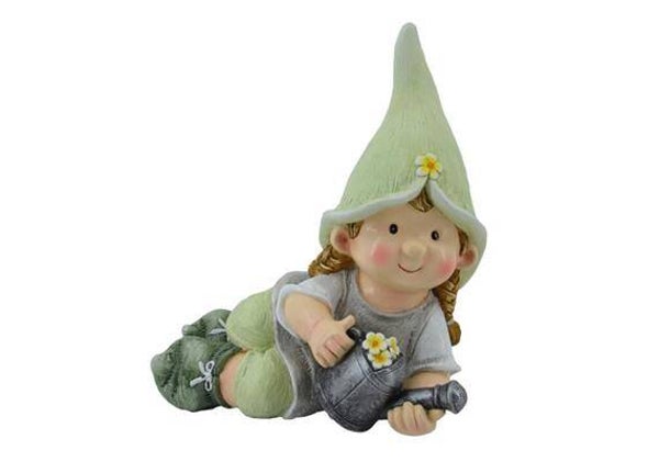 Deko Figur Mädchen liegend aus Polyresin mit Giesskanne