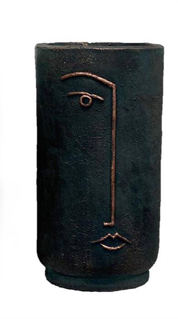 Übertopf in Hellgrau "smile" Gesicht 2 assortiert