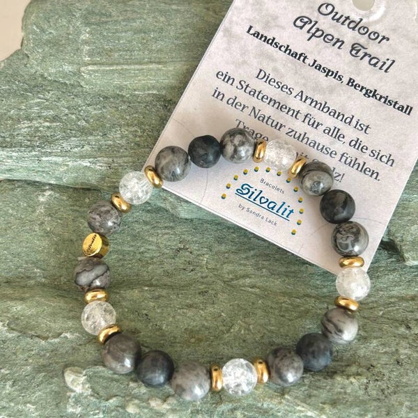 Edelstein Armband Alpen Trail, Landschaft Jaspis - Bergkristall