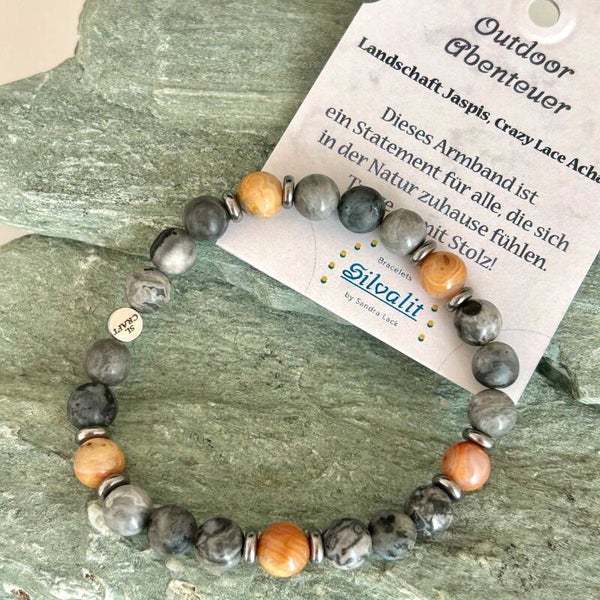 Edelstein Armband Abenteuer, Landschaft Jaspis - Crazy Lace Achat