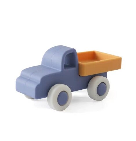 Bijt-figuurtje truck in blauw-okergeel.