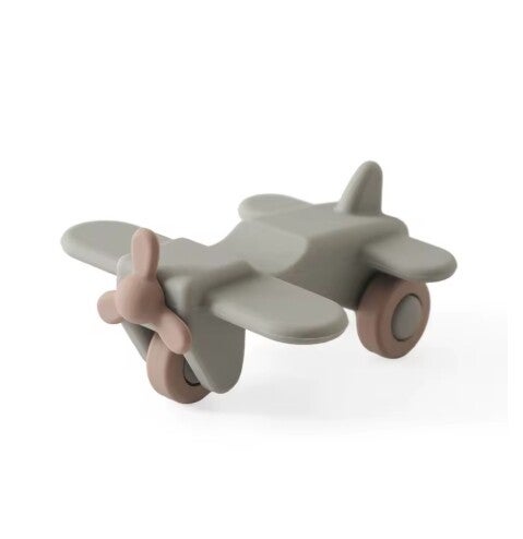 Bijt-figuurtje vliegtuig in licht-grijs.