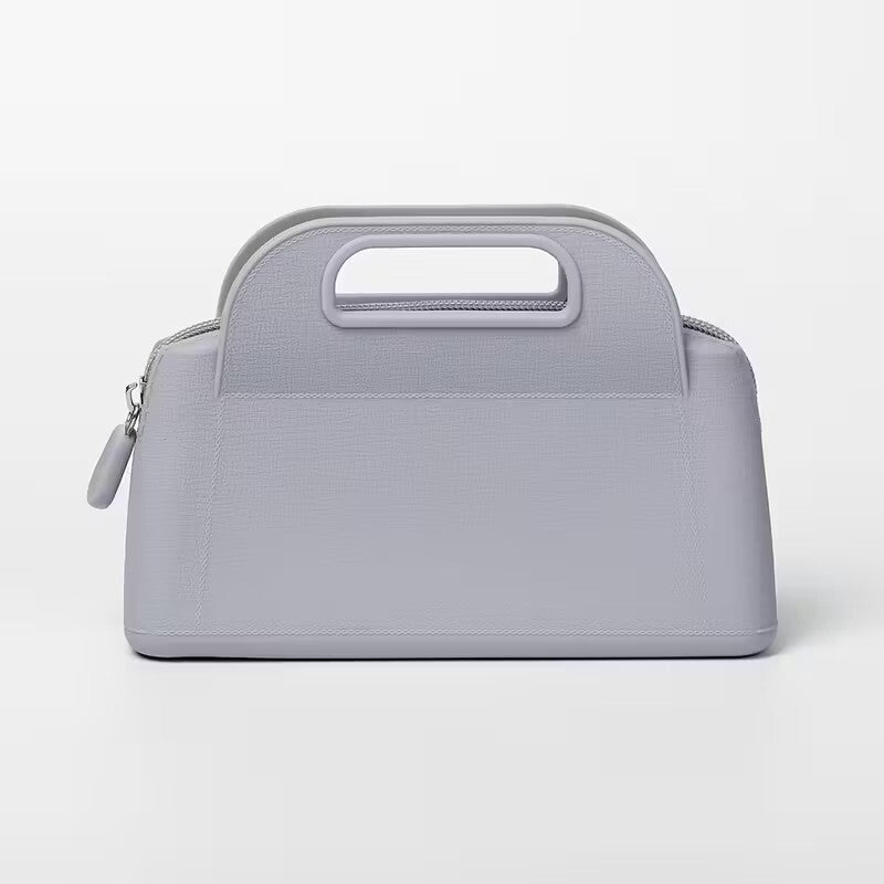 Silicone mini tas met rits licht grijs