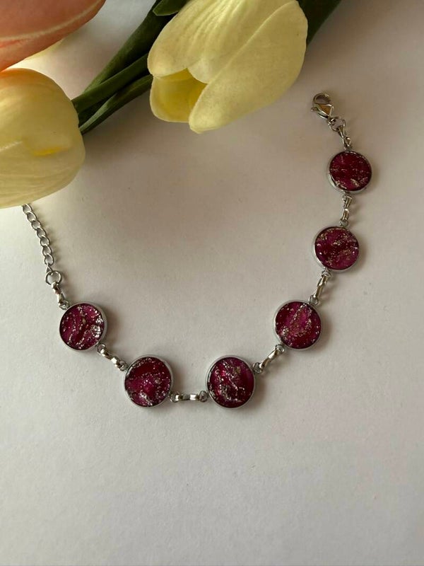 Armband; silberfarben; pink