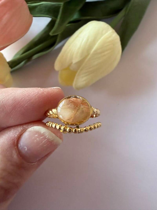 Ring rund goldfarben; apricot