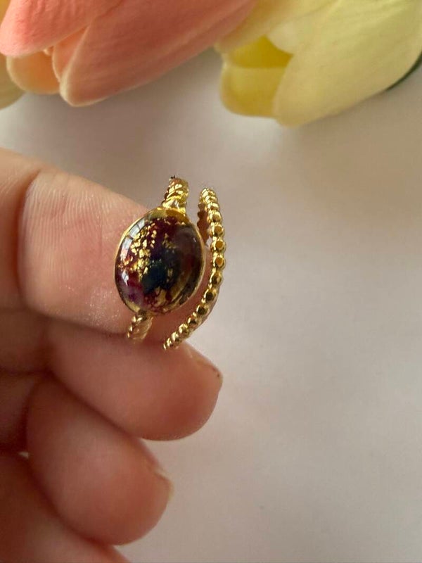 Ring rund goldfarben; bunt