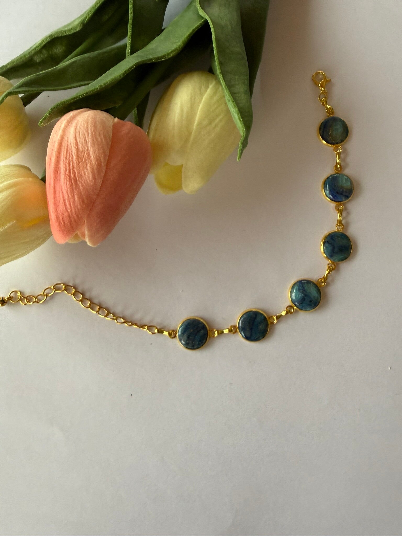 Armband; goldfarben; blau