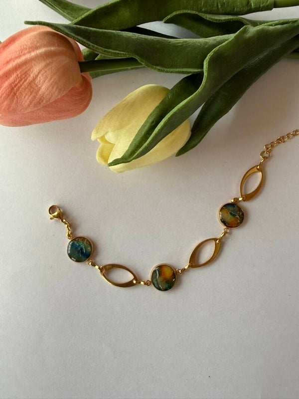 Armband; goldfarben; bunt