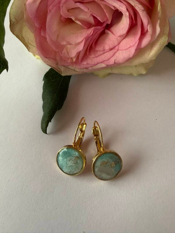 Klappverschluss Hängeohrringe 10mm; goldfarben; Pastelltöne