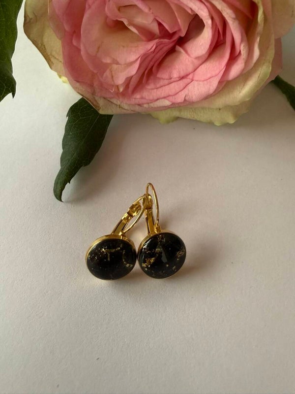 Klappverschluss Hängeohrringe 10mm; goldfarben; schwarz-gold