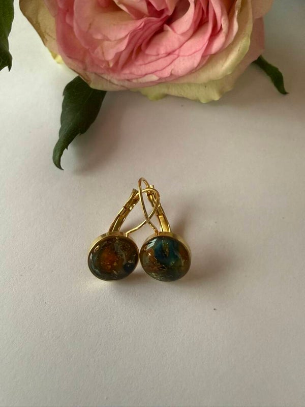 Klappverschluss Hängeohrringe 10mm; goldfarben; bunt
