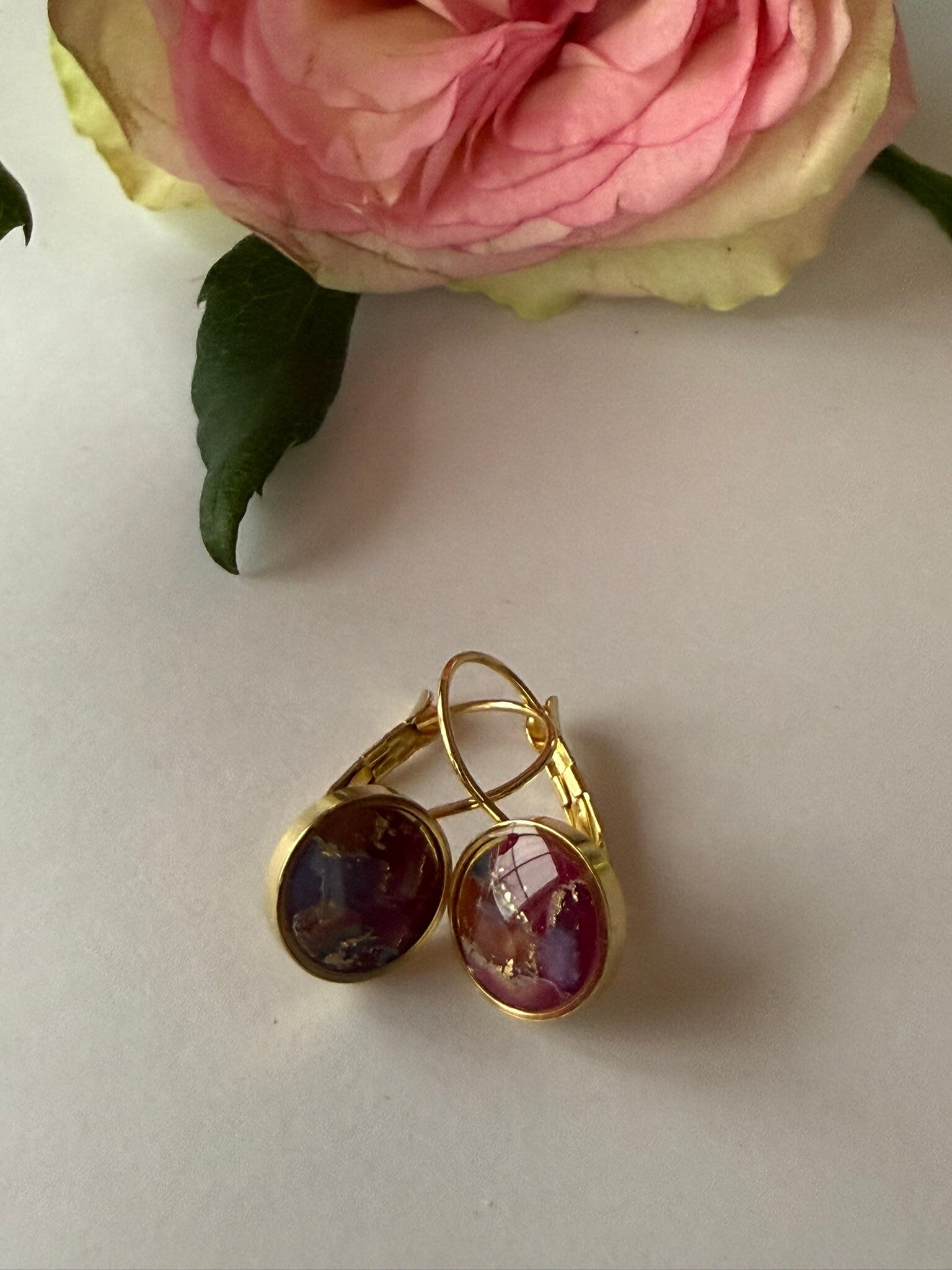 Klappverschluss Hängeohrringe 10mm; goldfarben; bunt
