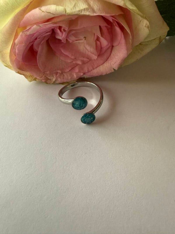 Ring rund; silberfarben; türkis