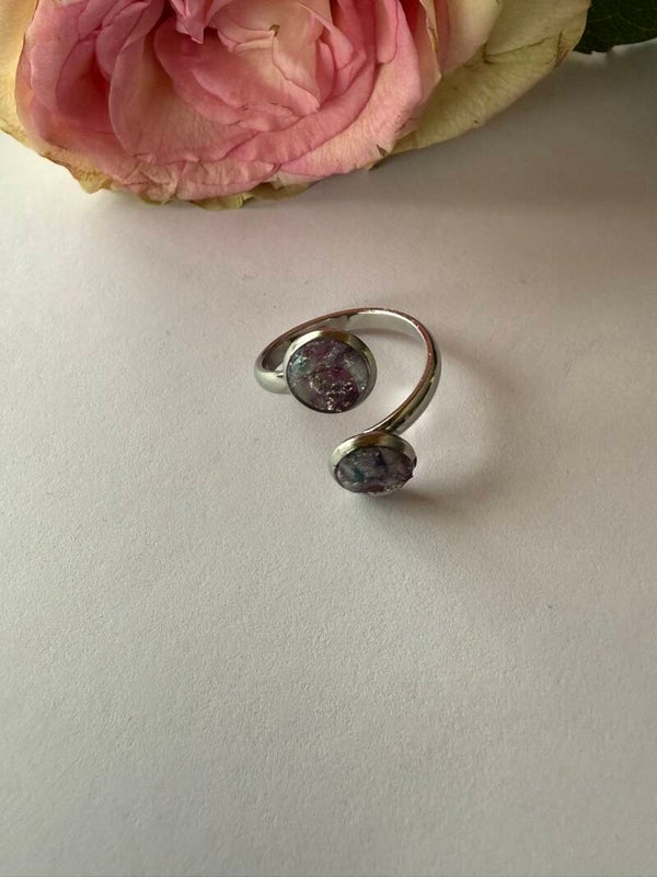 Ring rund; silberfarben; bunt
