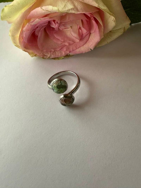 Ring rund; silberfarben; bunt
