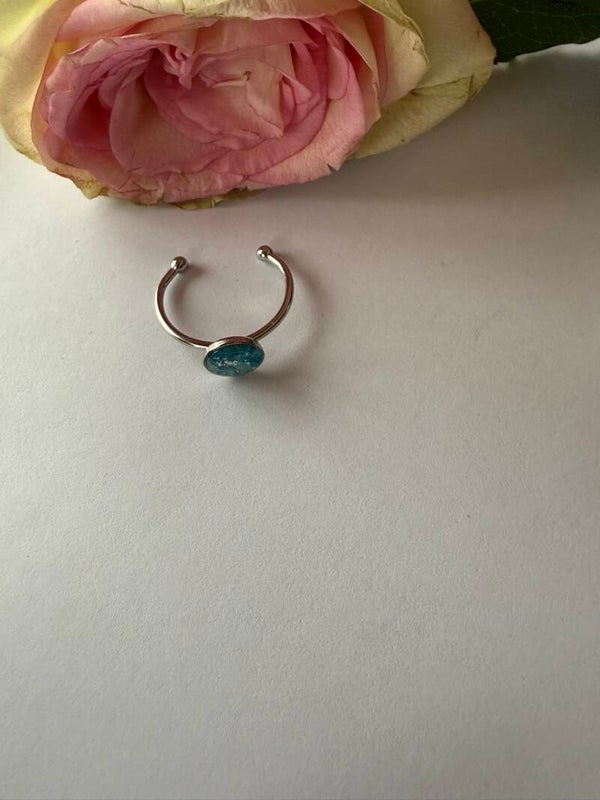 Ring rund; silberfarben; türkis