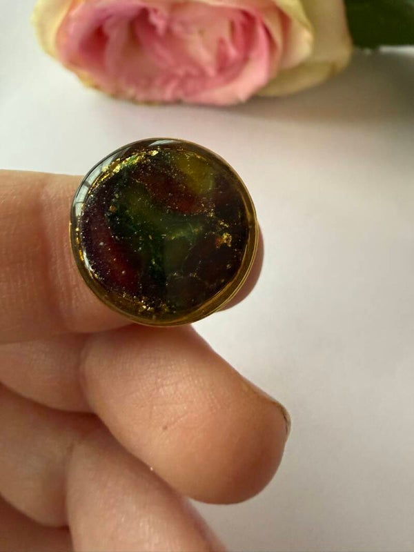Ring runde goldfarben; bunt