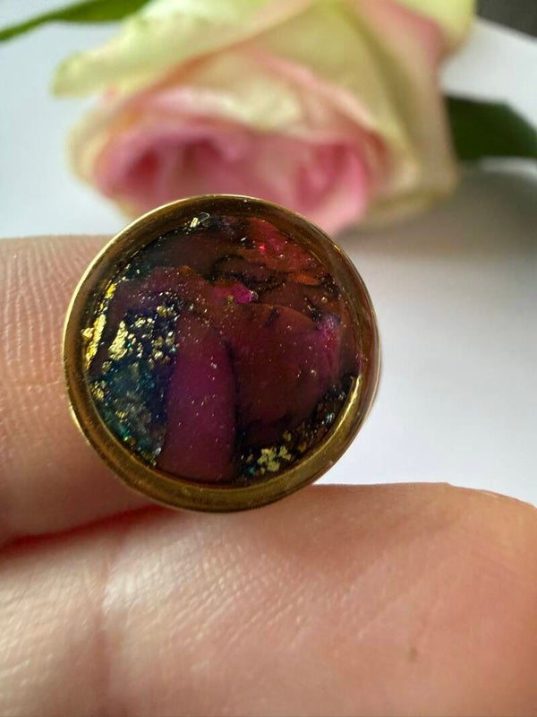 Ring runde goldfarben; bunt