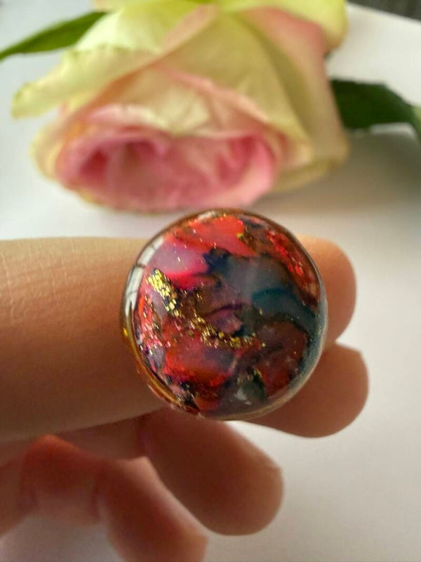 Ring runde goldfarben; bunt