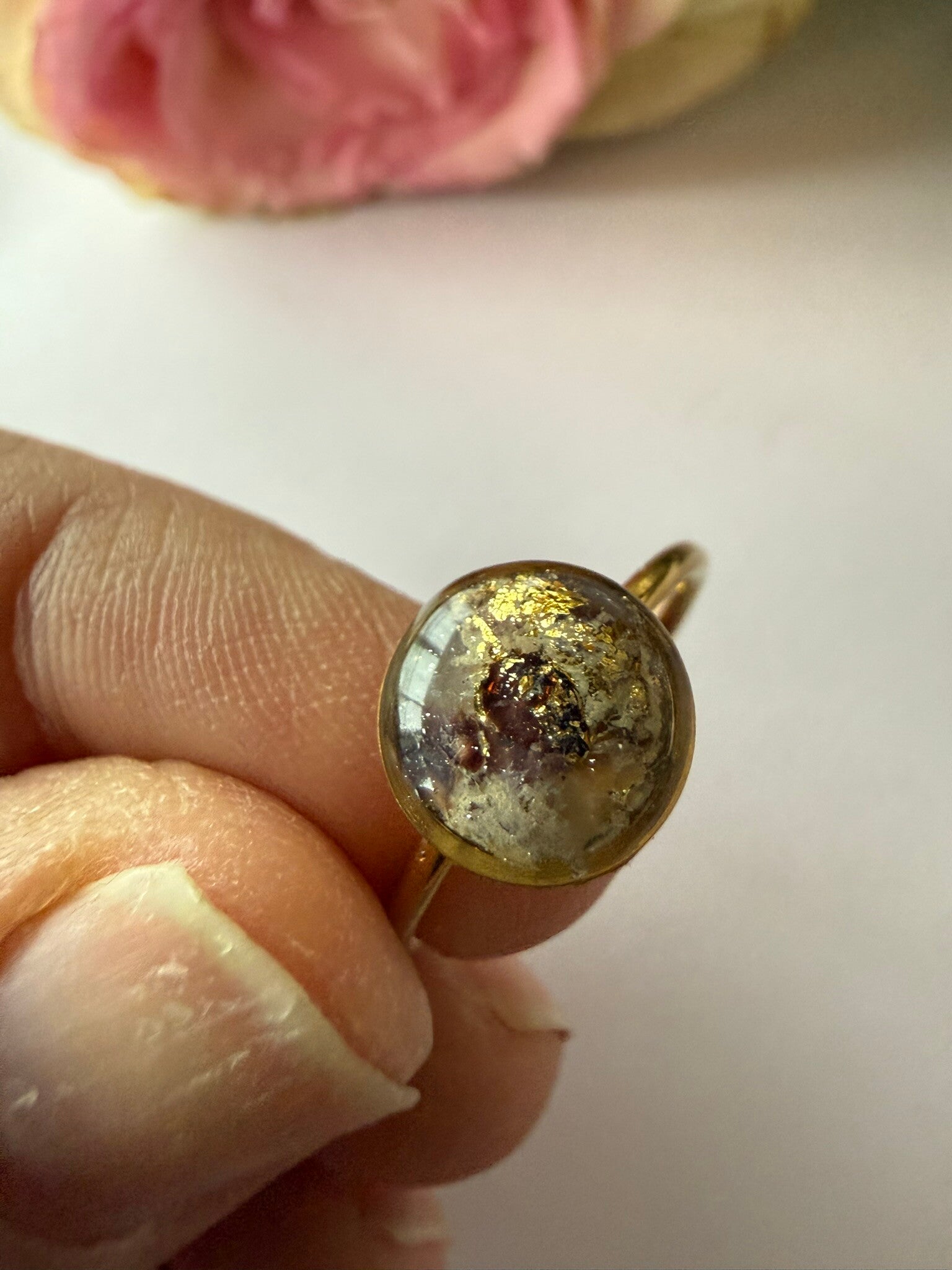 Ring rund goldfarben; Erdtöne
