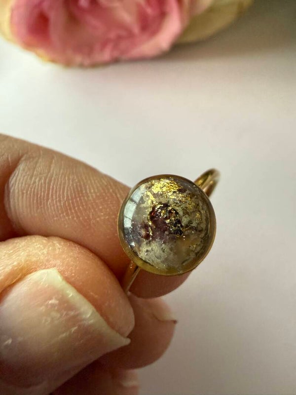 Ring rund goldfarben; Erdtöne