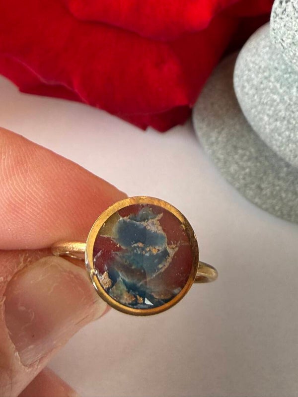 Ring; größenverstellbar, goldfarben; bunt