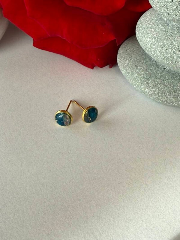 Stecker rund 6 mm; goldfarben; Blautöne