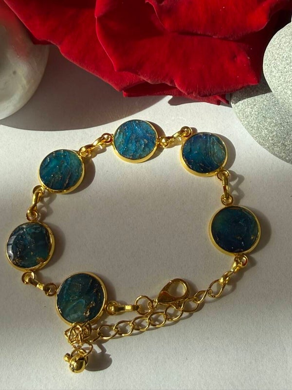 Armband; goldfarben; blau