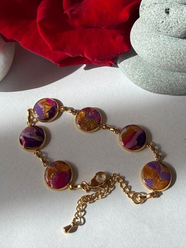 Armband; goldfarben; bunt