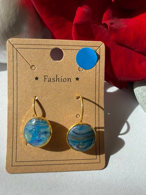 Klappverschluss Hängeohrringe 12mm; goldfarben; blau