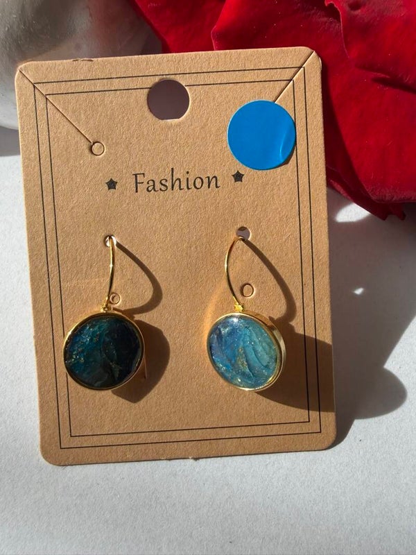 Klappverschluss Hängeohrringe 12mm; goldfarben; blau