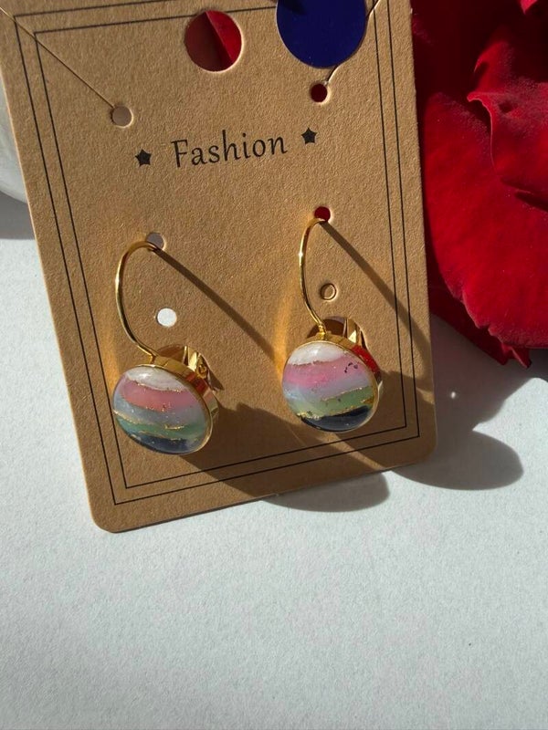 Klappverschluss Hängeohrringe 12mm; goldfarben; bunt