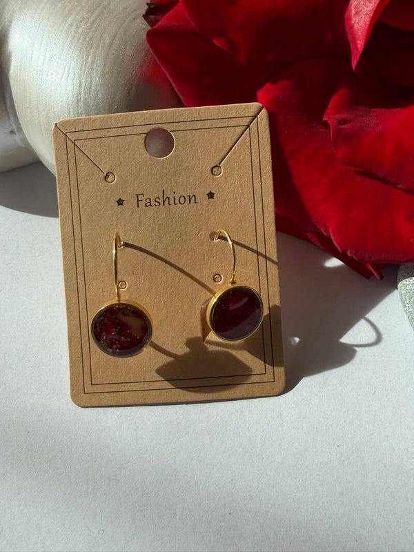Klappverschluss Hängeohrringe 12mm; goldfarben; rot