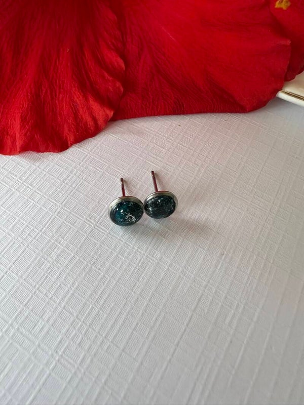 Stecker rund 06mm; silberfarben; türkis