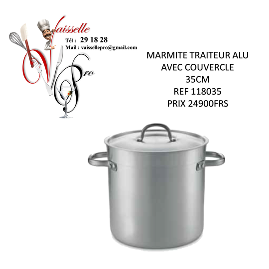 MARMITE TRAITEUR ALU AVEC COUVERCLE 35CM