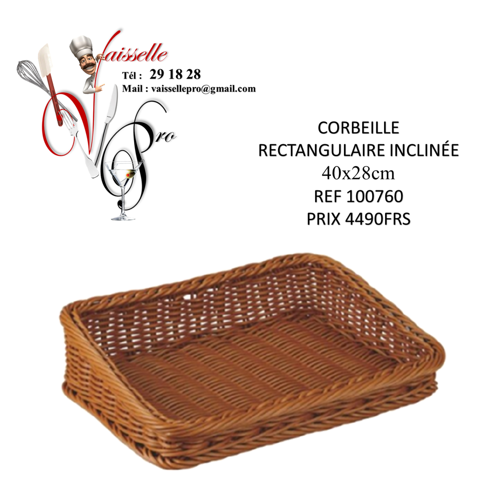 CORBEILLE RECTANGULAIRE INCLINÉE