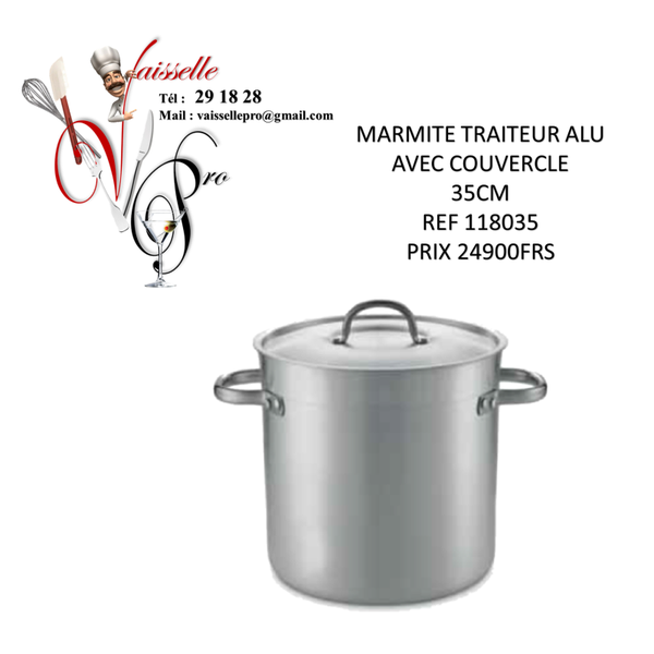 MARMITE TRAITEUR ALU AVEC COUVERCLE 35CM