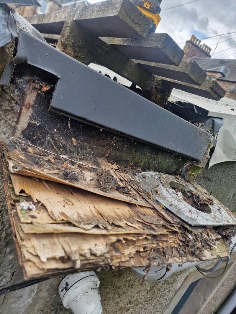 Damaged guttering and roofline timber repairs in Perthshire