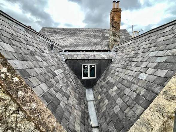 Traditional re-slating using existing natural slate in Perthshire