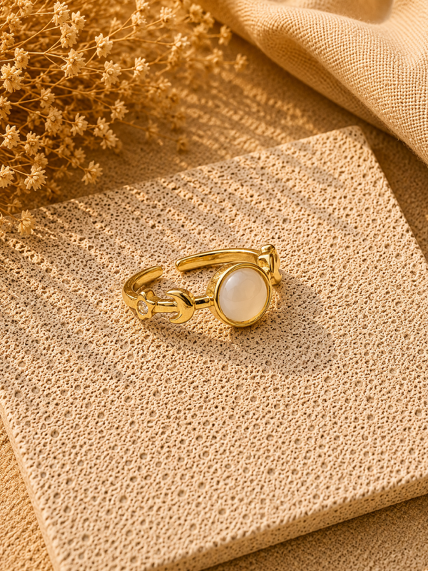 Weißer Achat  Verstellbarer Ring
