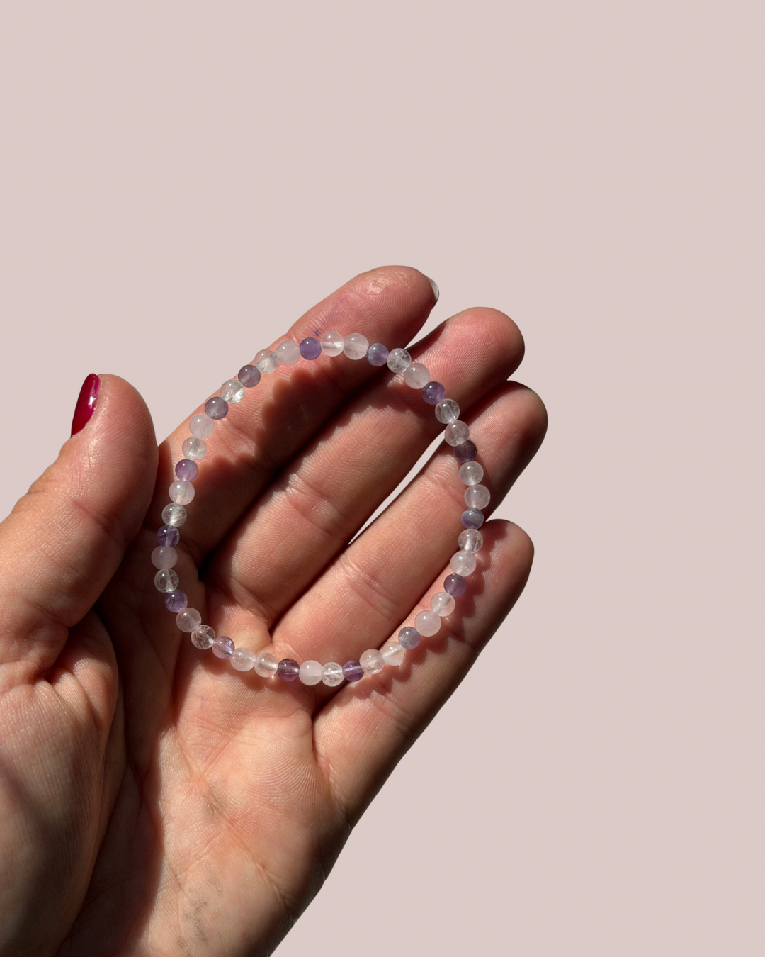 3er Duo Armband Amethyst- Rosenquarz- Bergkristall