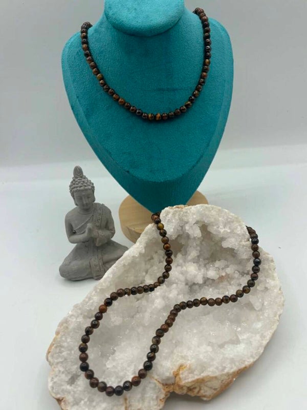 Collier perle oeil de tigre