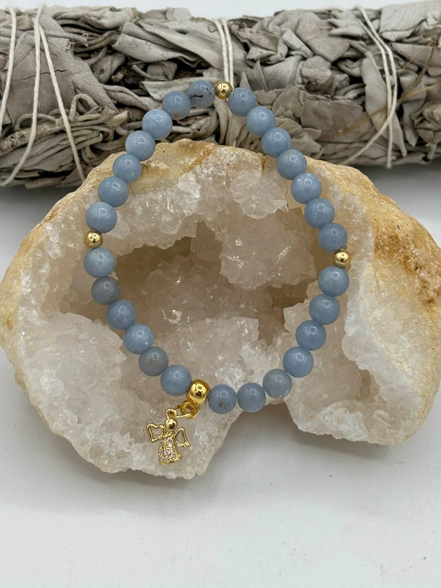 Bracelet en Angélite ( Anhydrite )
